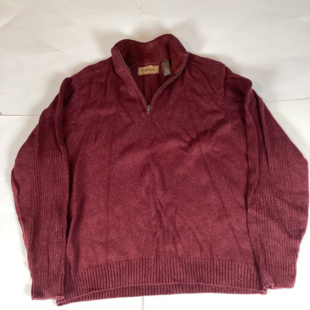 Clear Water Mens Sweater Long Sleeve Sz L Comfort Mock Neck Pullover Solid